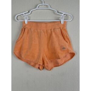 Alo Yoga terry cloth Size XXS Peach Color High Waist 2” Inseam shorts/EUC